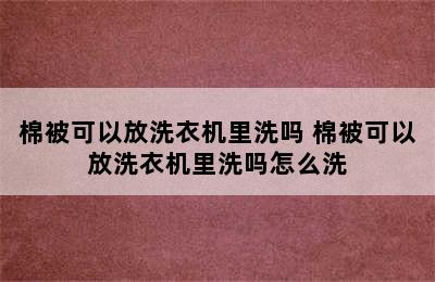 棉被可以放洗衣机里洗吗 棉被可以放洗衣机里洗吗怎么洗